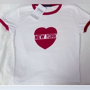 RARE Brandy Melville Bella New York Heart Graphic Ringer Tee NWT One Size